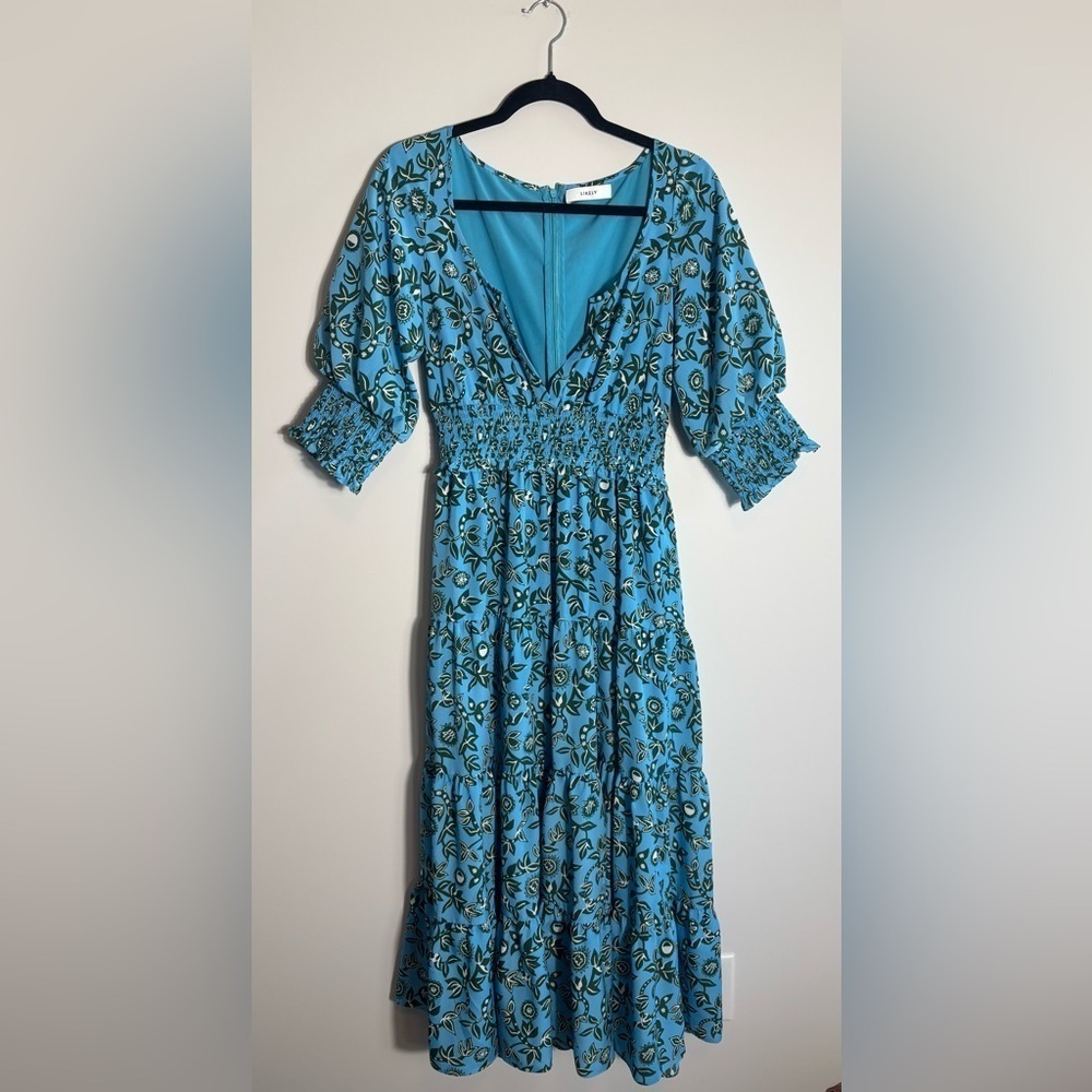 Likely Blue and Green Floral Maxi Dress